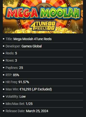 Mega Moolah 4Tune Reels